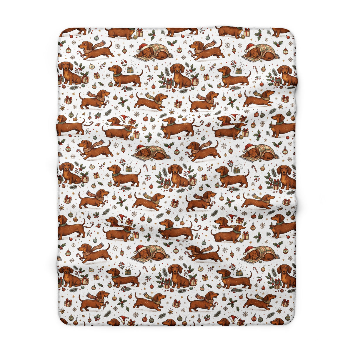 Dachshund Sherpa Fleece Blanket – Cozy Wiener Dog Pattern Throw