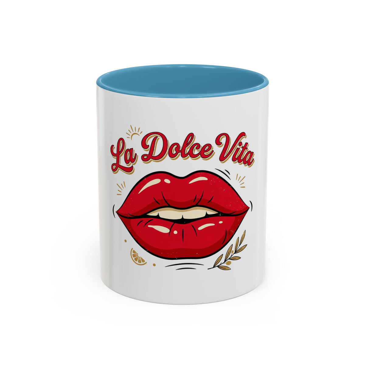 La Dolce Vita Coffee Mug — Retro Red Lips Accent Mug (11/15oz)
