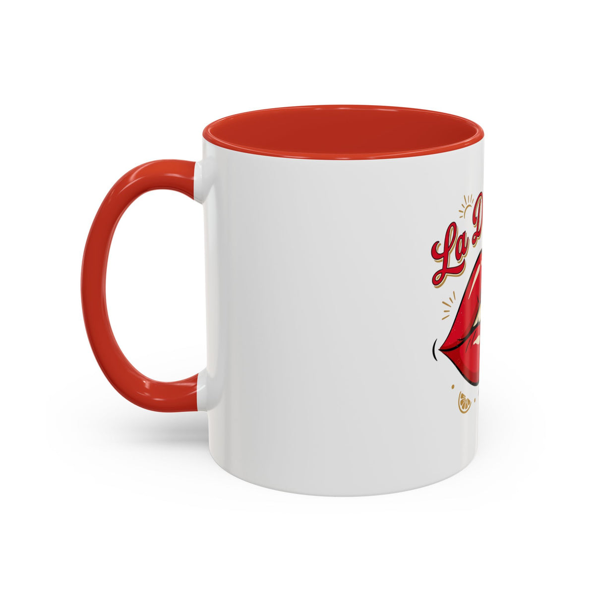 La Dolce Vita Coffee Mug — Retro Red Lips Accent Mug (11/15oz)