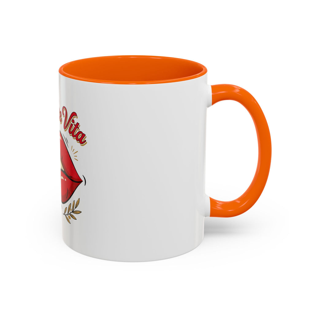 La Dolce Vita Coffee Mug — Retro Red Lips Accent Mug (11/15oz)
