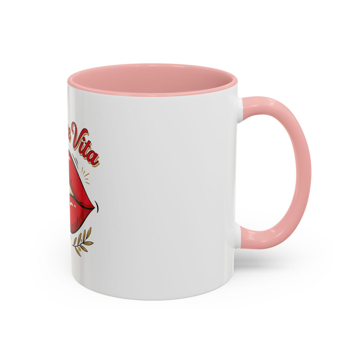 La Dolce Vita Coffee Mug — Retro Red Lips Accent Mug (11/15oz)