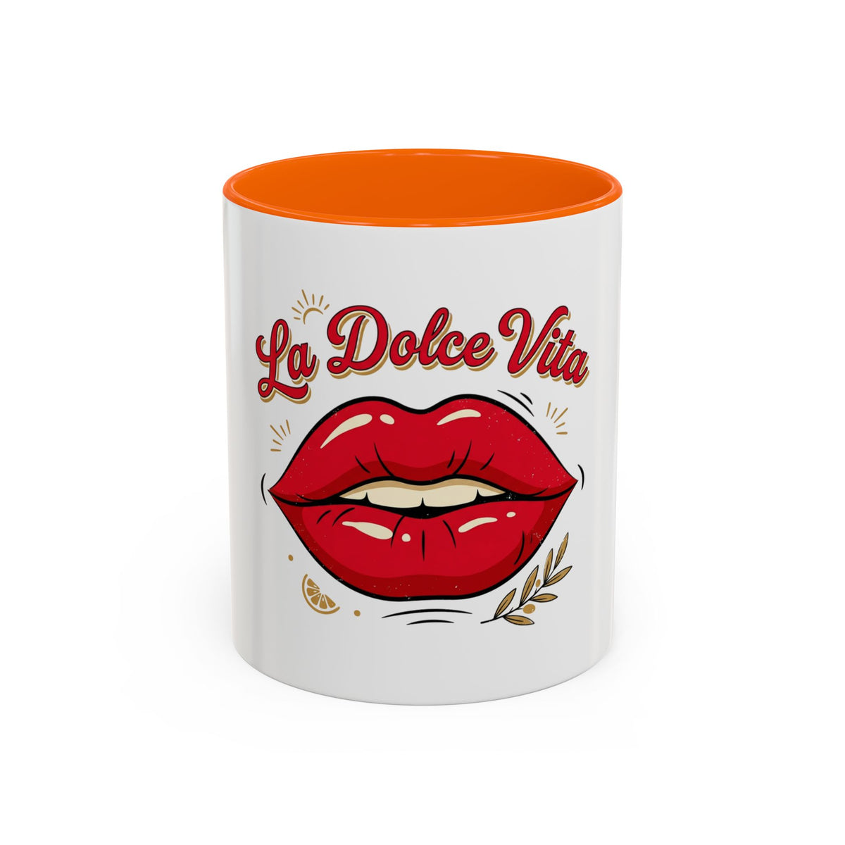 La Dolce Vita Coffee Mug — Retro Red Lips Accent Mug (11/15oz)