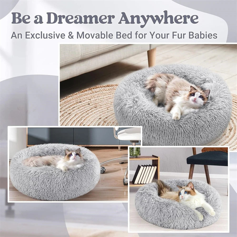 Plush Faux Fur Round Pet Bed