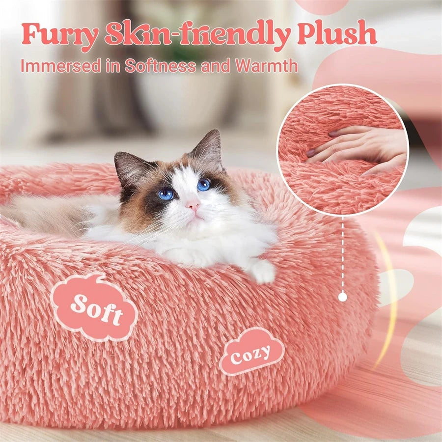 Plush Faux Fur Round Pet Bed