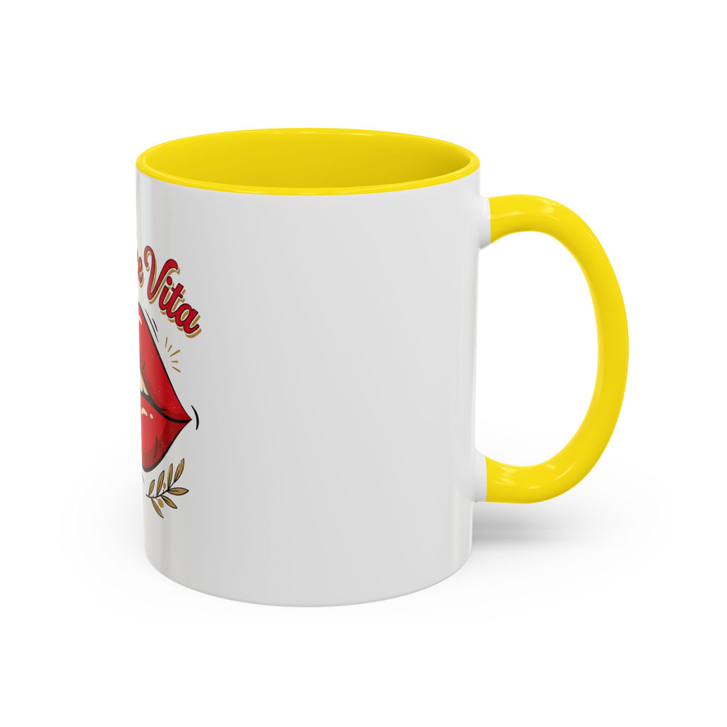 La Dolce Vita Coffee Mug — Retro Red Lips Accent Mug (11/15oz)