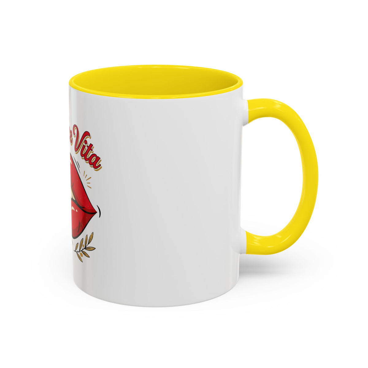 La Dolce Vita Coffee Mug — Retro Red Lips Accent Mug (11/15oz)