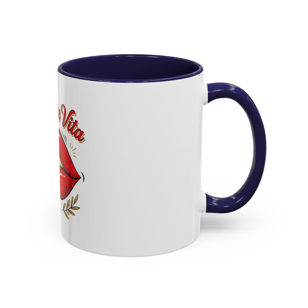 La Dolce Vita Coffee Mug — Retro Red Lips Accent Mug (11/15oz)