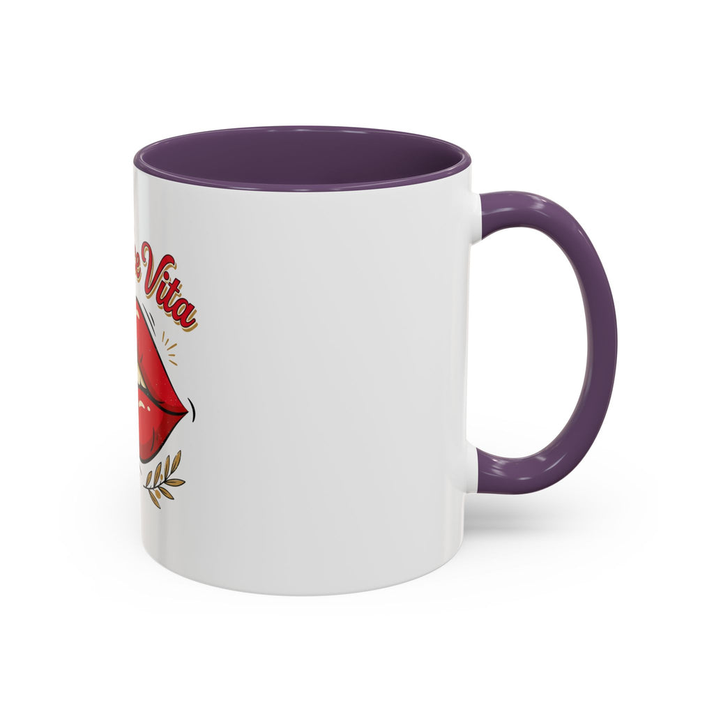 La Dolce Vita Coffee Mug — Retro Red Lips Accent Mug (11/15oz)