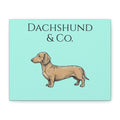 Dachshund & Co. Matte Canvas Wall Art — Teal Stretched Dachshund Print