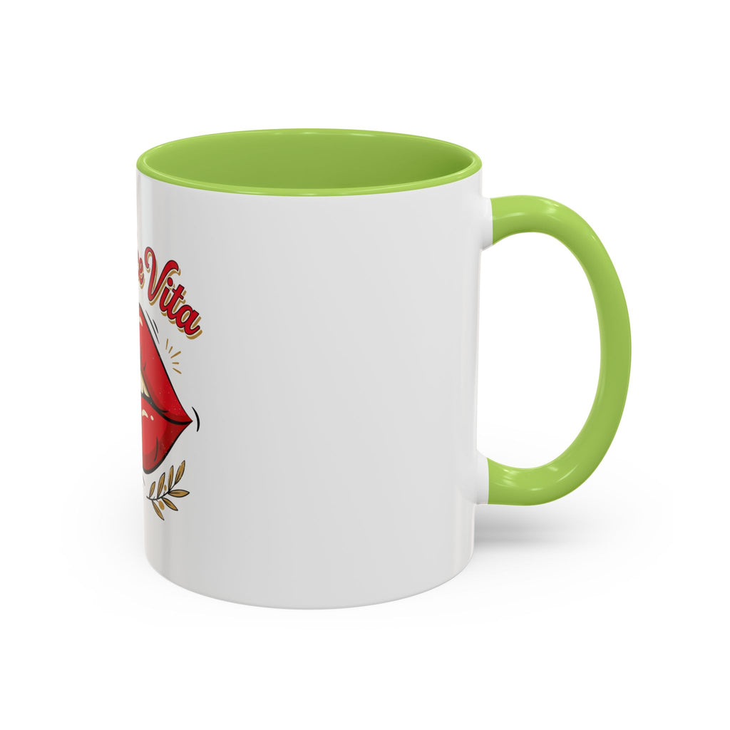 La Dolce Vita Coffee Mug — Retro Red Lips Accent Mug (11/15oz)