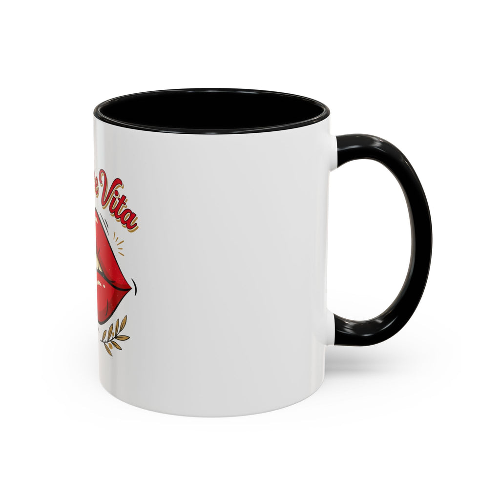 La Dolce Vita Coffee Mug — Retro Red Lips Accent Mug (11/15oz)