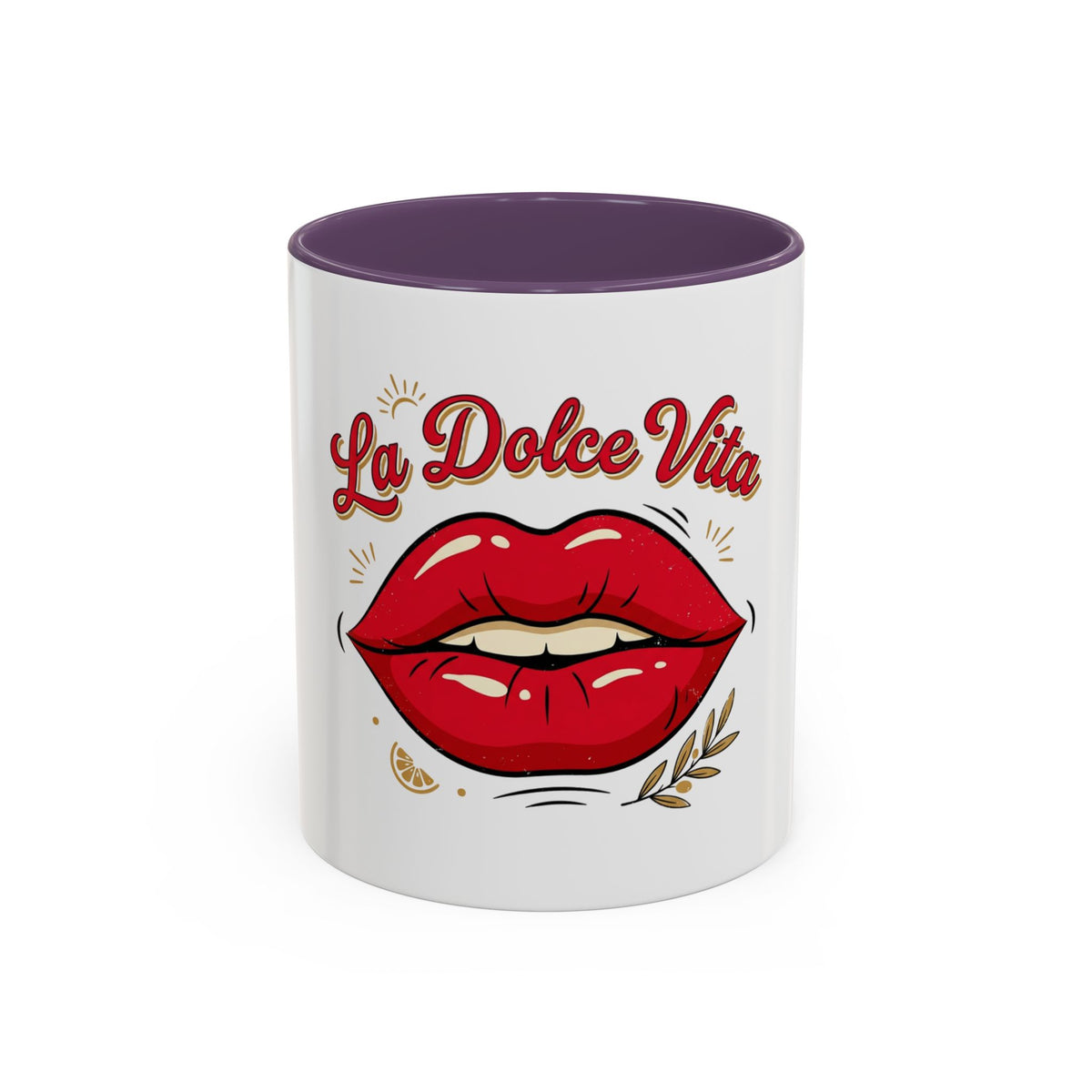 La Dolce Vita Coffee Mug — Retro Red Lips Accent Mug (11/15oz)