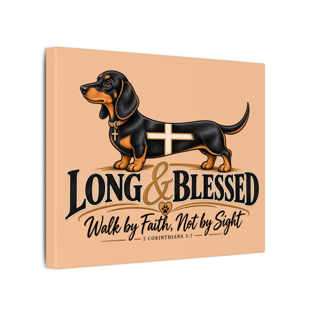 Dachshund 'Long & Blessed' Faith Wall Canvas - Christian Home Decor