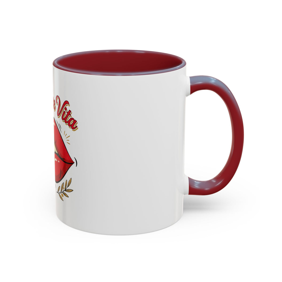 La Dolce Vita Coffee Mug — Retro Red Lips Accent Mug (11/15oz)