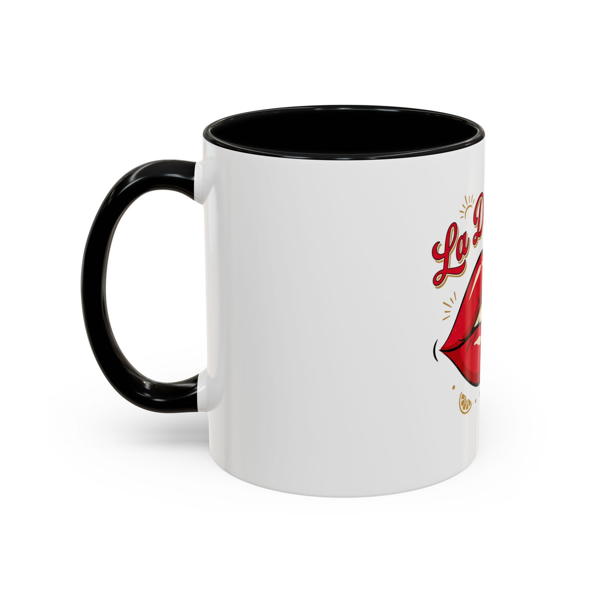 La Dolce Vita Coffee Mug — Retro Red Lips Accent Mug (11/15oz)