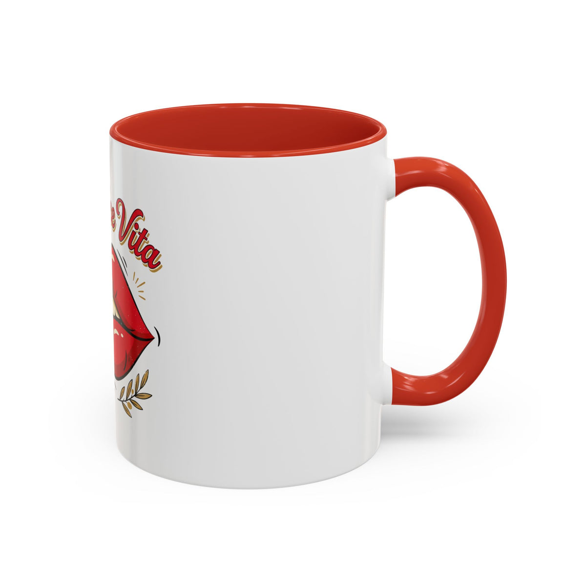 La Dolce Vita Coffee Mug — Retro Red Lips Accent Mug (11/15oz)
