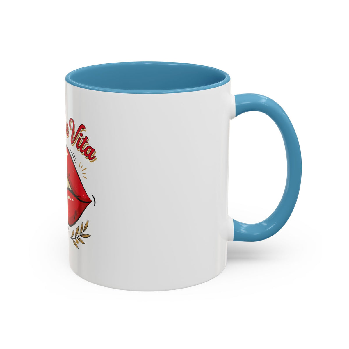 La Dolce Vita Coffee Mug — Retro Red Lips Accent Mug (11/15oz)