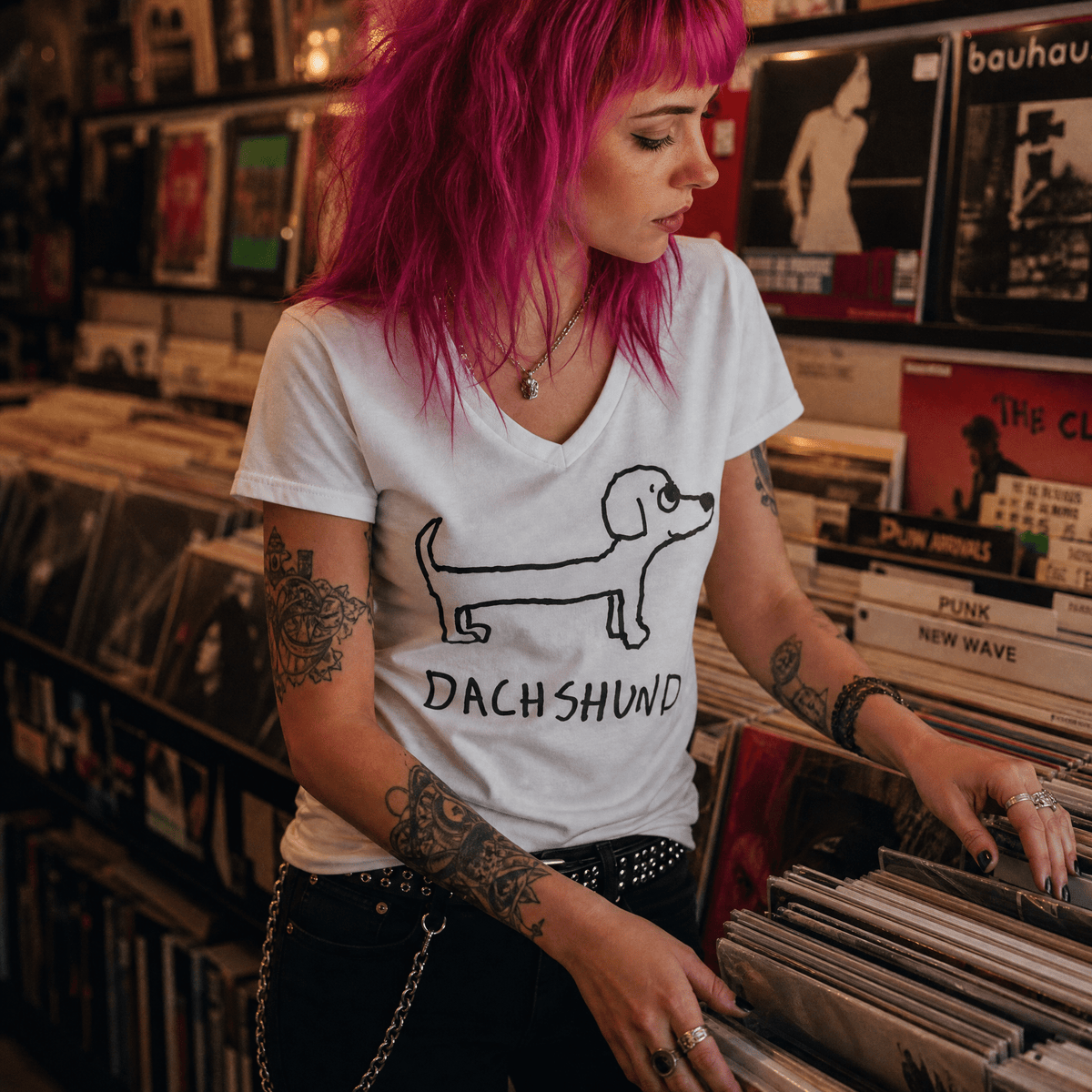 Dachshund - Women's Relaxed Fit V-Neck Tee