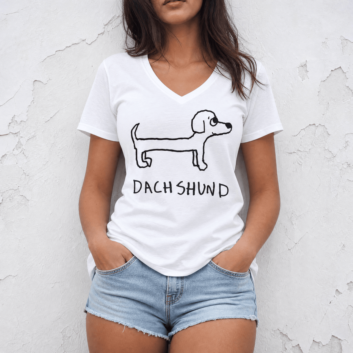Dachshund - Women's Relaxed Fit V-Neck Tee